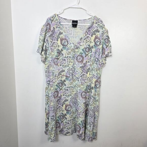 Harry Potter Watercolor Pastel Marauder's Map Babydoll Mini Dress Size 4X - Picture 3 of 12